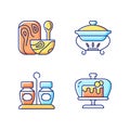 Modern tableware RGB color icons set Royalty Free Stock Photo