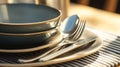 Modern tableware setting with plates bowls and cutlery for elegant dining experience and table decor ideas Royalty Free Stock Photo