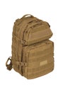 Modern tactical backpack with zippers and additional pockets. Large secure bag. Isolate on a white background Royalty Free Stock Photo
