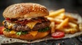 Modern Take on Classic Diner Fare: Gourmet Burger & Fries. Concept Gourmet Burger, Classic Diner