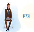 Modern tall business man in the office sitting on the chair Royalty Free Stock Photo