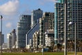 Modern tall houses in the white city of Tel Aviv in Israel