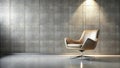 Modern tan leather chair in minimalist room setting with concrete wall. Generative AI Royalty Free Stock Photo