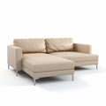 Beige Leather Couch 3d Render - Minimalist Design