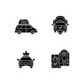 Modern taxi service black glyph icons set on white space