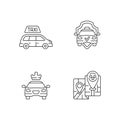 Modern taxi service linear icons set