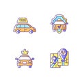 Modern taxi service RGB color icons set