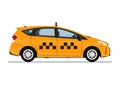 Modern taxi in yellow.