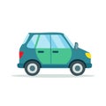 Modern teal and green compact hatchback car in side profile illustration Royalty Free Stock Photo