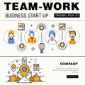 Modern team work pack. Thin line icons business works.