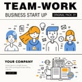 Modern team work pack. Thin line icons business works. Royalty Free Stock Photo