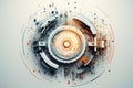 Modern tech concept with circular elements Royalty Free Stock Photo