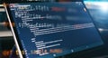 Modern tech. PHP syntax highlighted. Writing programming functions on laptop. Big data and Internet of things trend Royalty Free Stock Photo