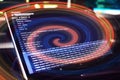Modern tech. PHP syntax highlighted. Writing programming functions on laptop. Big data and Internet of things trend Royalty Free Stock Photo