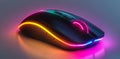 A modern tech setup features a vibrant gaming mouse with LED lights against a clean backdrop Royalty Free Stock Photo