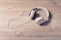 Modern tech technology track melody wire hobby rest relax lifestyle leisure chill out recreation tranquile concept. White headphon