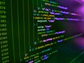 Modern tech. Template of website, selective focus. Mobile app building. Internet app development and design. Computer program