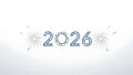 Modern tech-themed 2026 graphic with circuit board elements on a clean white backdrop Royalty Free Stock Photo