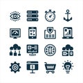 Technology, Cloud Computing and Security Solid Icons Set Royalty Free Stock Photo