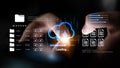Modern Technology Concept of Cloud Computing with File Upload and Download Features Represented by Icon and Data Royalty Free Stock Photo