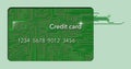 Modern technology in credit card security and efficency is illustrated with a credit card made of circuits Royalty Free Stock Photo