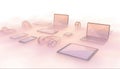 Modern Technology Devices Collection On Abstract Pink Background Royalty Free Stock Photo