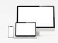 Responsive Device Mockup -Laptop, Tablet & Smartphone Blank Screen Template Royalty Free Stock Photo