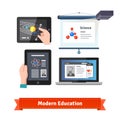 Modern technology in education flat icon set
