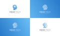 Modern technology head logo designs featuring circuitry and brain elements Royalty Free Stock Photo