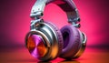 Modern technology headphones, stereo, recording studio, electrical equipment, speaker generated by AI