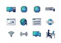 Modern technology icons representing computers network devices data and connectivity Royalty Free Stock Photo