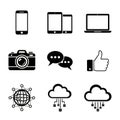 Modern technology icons representing various digital devices and services Royalty Free Stock Photo
