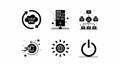 Modern Technology Icons Set - Cloud Sync, Server, Network, Data Transfer, Internet, Power Royalty Free Stock Photo