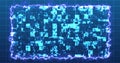 Modern technology intro digital shiny squares moving hud with a fiery border.