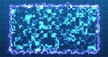 Modern technology intro digital shiny squares moving hud with a fiery border.