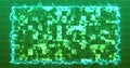 Modern technology intro digital shiny squares moving hud with a fiery border.