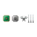 Modern Technology and IoT Components Vector Icon Set Royalty Free Stock Photo
