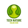 Modern technology nature logo. Vector illustration.