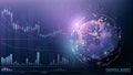 Blue futuristic background. Online banking, financial communications and mining.  Quotes on world markets. Vector. Royalty Free Stock Photo