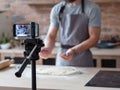 Technology video shoot phone camera food blogger
