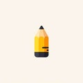 An minimalistic image of a gold pencil with a black stripe on the side. The background is a soft