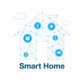 Modern technology smart home abstract vector illustration made from network polygons with icons Royalty Free Stock Photo