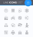 Modern technology - vector line design style icons set Royalty Free Stock Photo