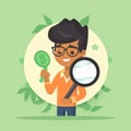 Modern Teenager Detective, Minimal Flat Vector Icon with Magnifying Glass and Cash Royalty Free Stock Photo