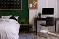 Modern teenager room interior with comfortable bed Royalty Free Stock Photo