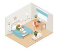 Modern teenager room - vector colorful isometric illustration