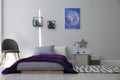 Modern teenager`s room interior with comfortable bed and stylish design elements Royalty Free Stock Photo