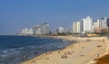 Modern Tel Aviv skyline Israel, beach view from Yafo Royalty Free Stock Photo