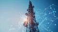 Modern Telecommunications Tower With Network Connections Visualizing Data Transmission And Wireless Connectivity