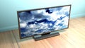 Modern television at home - 3D rendering Royalty Free Stock Photo